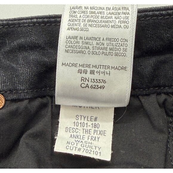 Mother The Pixie Ankle Fray Jeans in Not Guilty Black Exposed Button Fly Size 27 - Picture 10 of 11